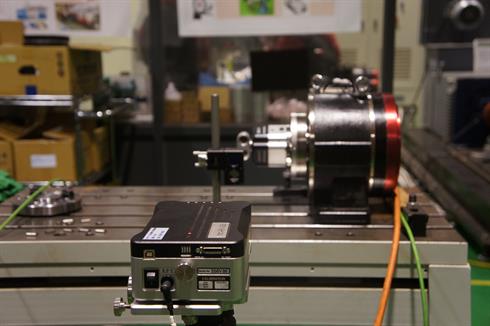 XR20-W rotary axis calibrator in-situ with Renishaw’s XL-80 laser system in the foreground