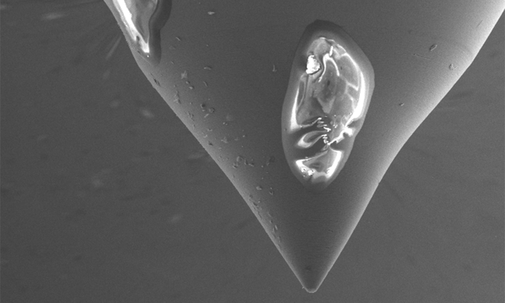 SEM image showing contamination on a fuel injector