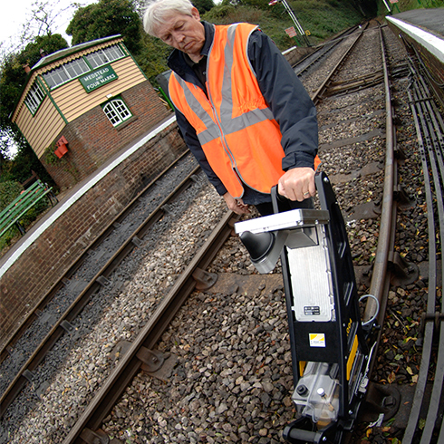 Sperry - ‘Walking Stick’ the inspection tool which the operator pushes along the railway track