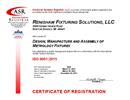 Product quality statement:  Certificate - Renishaw US RFS 4784 - ISO 9001